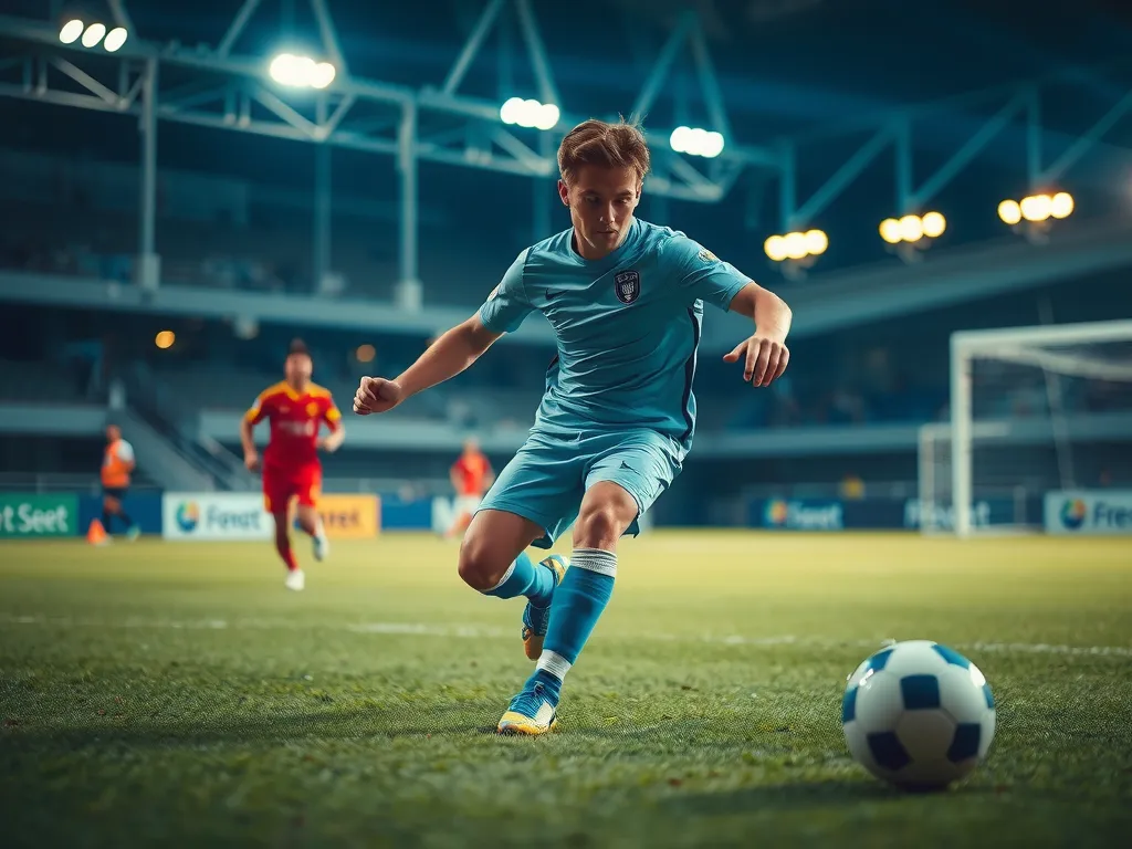 Close-up of AI algorithms processing dynamic football player movements, detailed, high quality