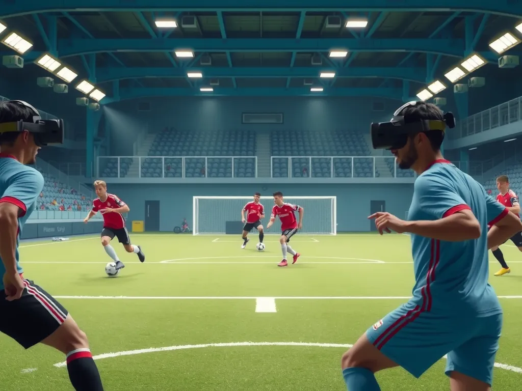 Virtual reality training for football players, immersive experience, AI-driven VR environment