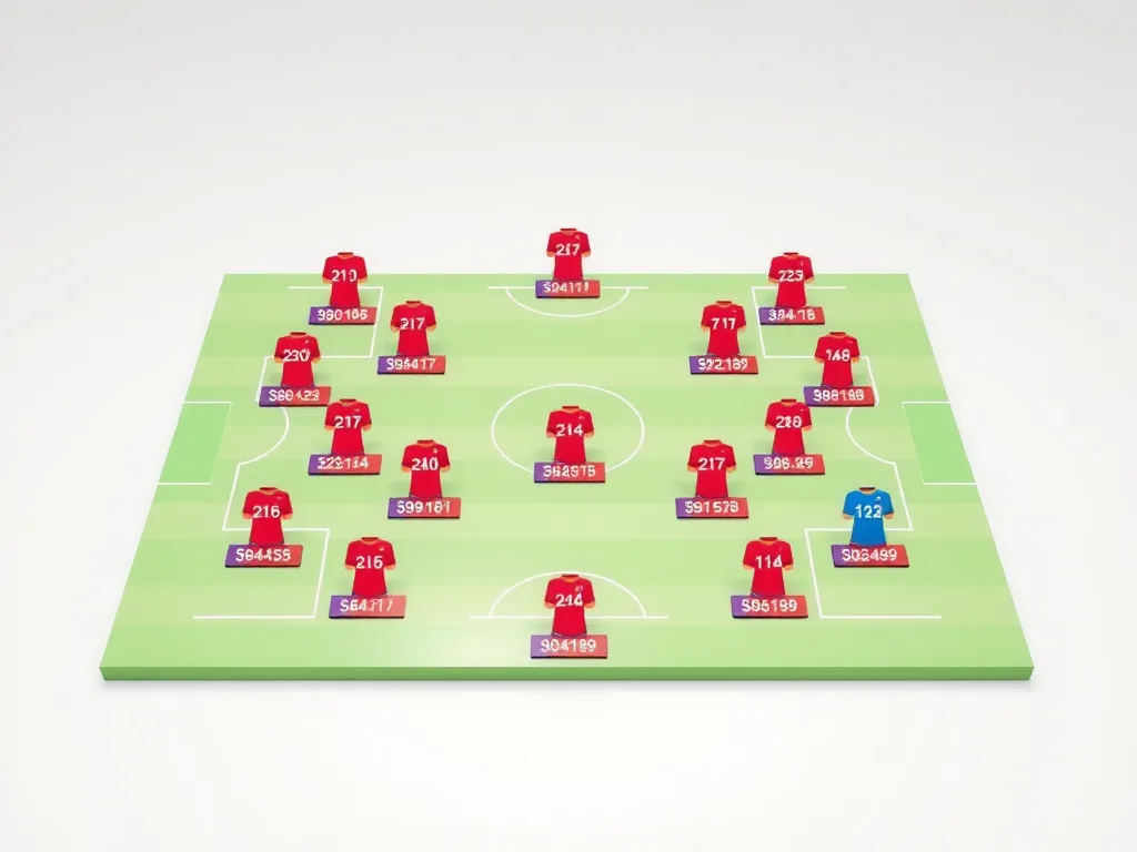 Dynamic strategic planning session using AI in European football, featuring a 3D tactical board with animated player positions and statistics