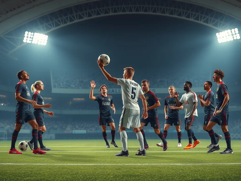 Insightful scene of lesser-known sports community using AI to overcome challenges, visualizing teamwork and innovation, hopeful and collaborative atmosphere