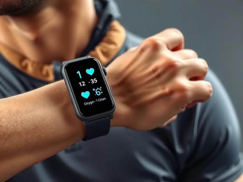 Wearable technology for players, capturing vital signs, heart rate monitoring, and oxygen levels, sleek design, close-up details