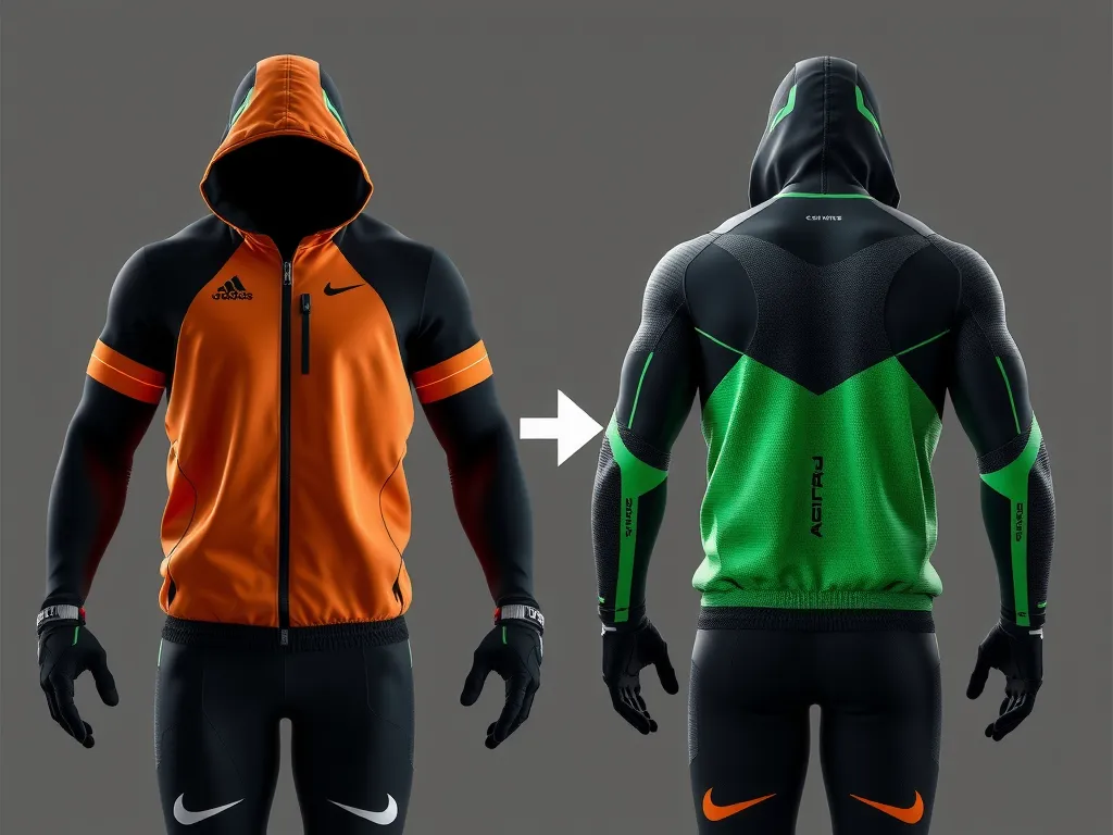 Advanced sports gear design using AI, showing generative design process for custom fit equipment, detailed, high quality, professional photography