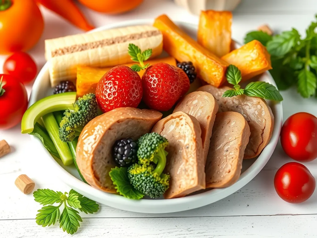 Healthy and balanced meal for young athletes, colorful and nutritious, focus on proteins and vegetables, bright and appetizing