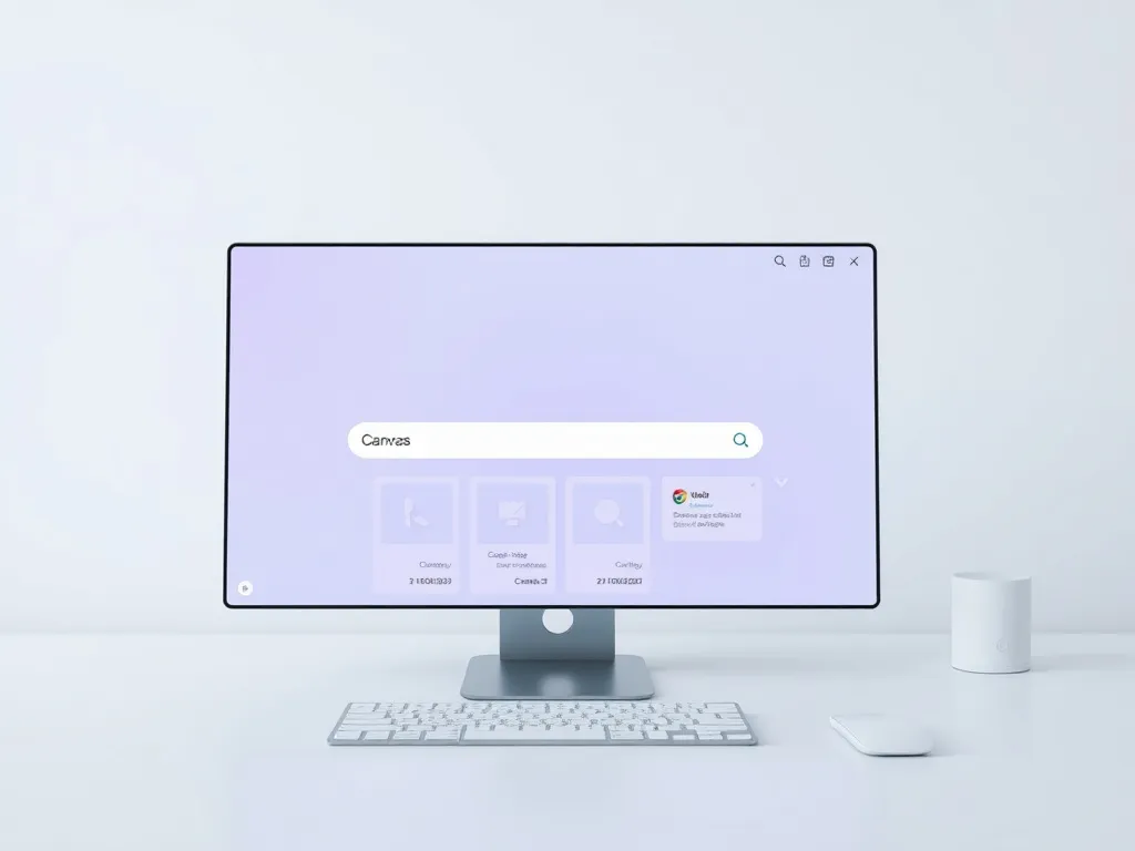 AI tools embedded in Chrome like Deep Search and Canvas, dynamic interface, modern digital workspace