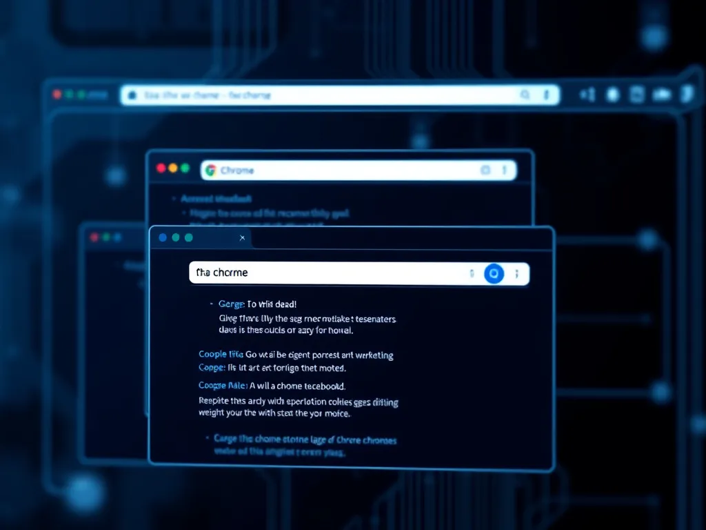 Visual of Chrome browser tabs being accessed by AI, sophisticated interface with multiple tab management