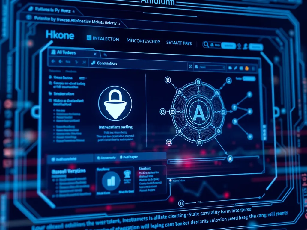 Futuristic digital interface showing AI integration in a web browser, photorealistic, high quality, sophisticated technology, seamless and efficient user experience